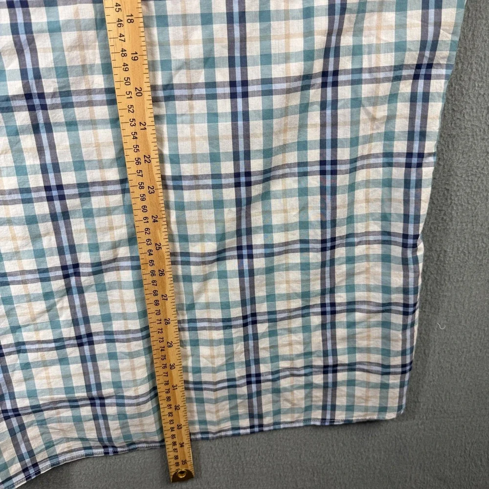 Atlantic Rancher Co Mens XXXL Plaid‎ Short Sleeve Camp Collar Cotton Shirt Blue